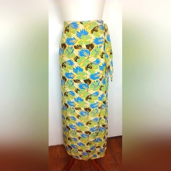 VINTAGE FLAX WRAP SKIRT - Picture 1 of 10
